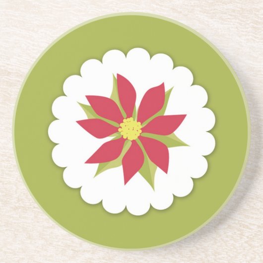 En Grès Dessous de verre Plante de Noël de Poinsettias (Devant)