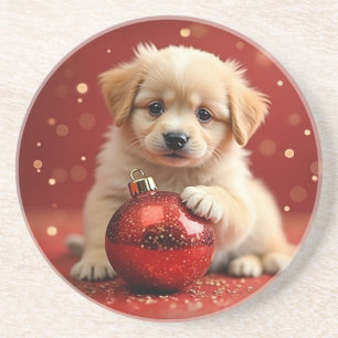 En Grès Dessous de verre pour chiots de Noël