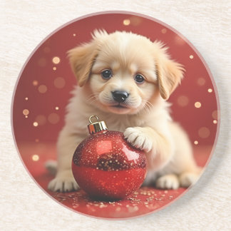 En Grès Dessous de verre pour chiots de Noël