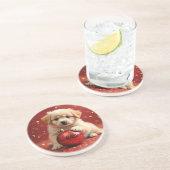 En Grès Dessous de verre pour chiots de Noël (Côté)