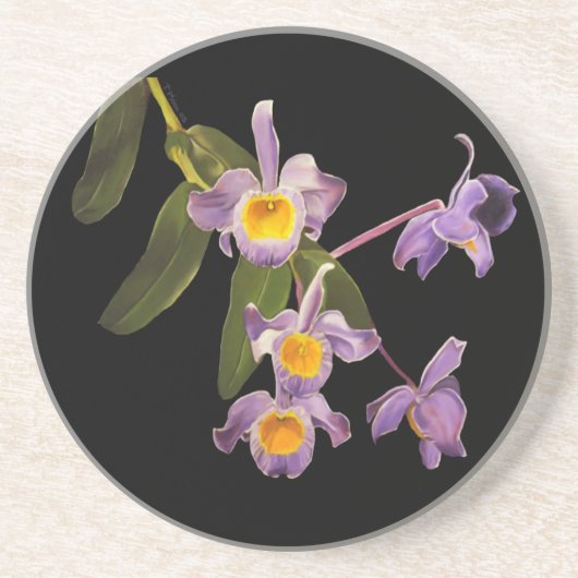 En Grès Dessous de verre pourpres d'orchidées (Devant)