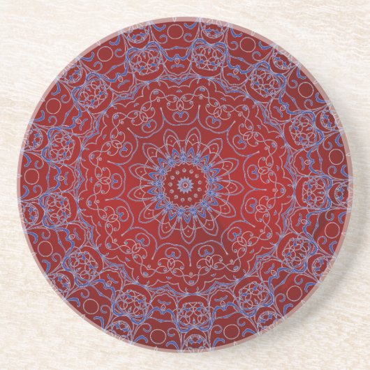 En Grès Dessous de verre Red Hearts et Blue Lace (Devant)