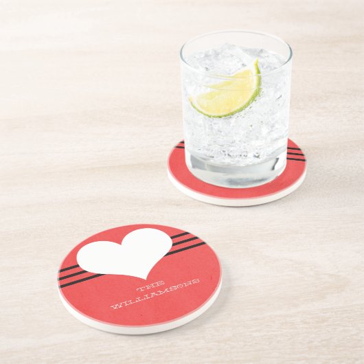 En Grès Dessous de verre Red Modern Heart (Côté)