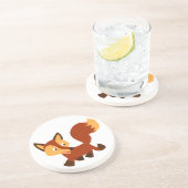 En Grès Dessous de verre renard de dessin animé mignon heu (Côté)