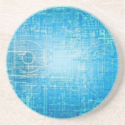 En Grès Dessous de verre Retro Blueprint - Art Meet Foncti (Devant)