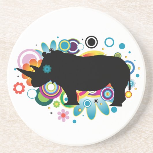 En Grès Dessous de verre Rhino Abstrait (Devant)