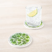 En Grès Dessous de verre rond bohème à motif fleur verte (Côté)