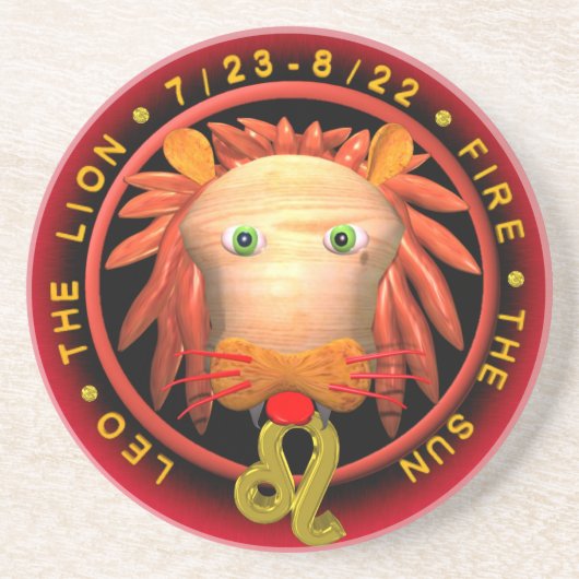 En Grès Dessous de verre ronds de zodiaque de Valxart Lion (Devant)