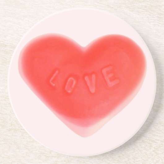 En Grès Dessous de verre rose coeur doux rond (Devant)