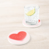 En Grès Dessous de verre rose coeur doux rond (Côté)