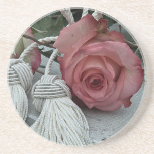 En Grès Dessous de verre rose Et Tassels
