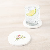 En Grès Dessous de verre Rose Red Floury (Côté)