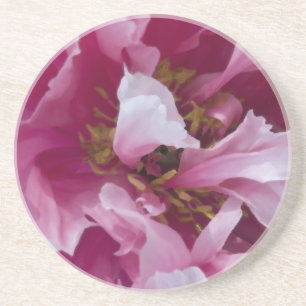 En Grès Dessous de verre roses de boisson de pivoine
