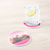 En Grès Dessous de verre roses de Flamant rose (Côté)