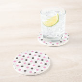 En Grès Dessous de verre roses et Brown de point de polka (Côté)