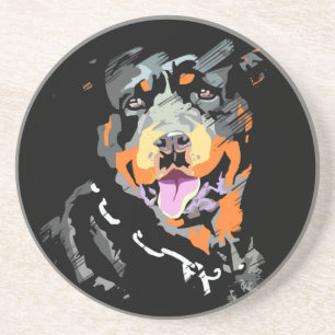 En Grès dessous de verre rottweiler
