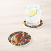 En Grès Dessous de verre Rustique de fête d'action de grâc (Côté)