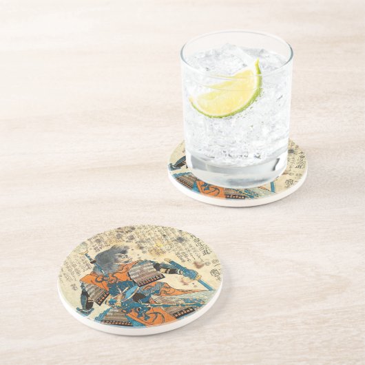 En Grès Dessous de verre samouraïs d'Orenji (Côté)