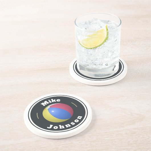 En Grès Dessous de verre Sandstone - Custom Beach Ball (aj (Côté)