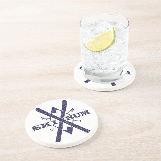 En Grès Dessous de verre sans valeur de ski (Côté)