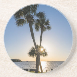 En Grès Dessous de verre Silhouette Ciseaux Palm Tree
