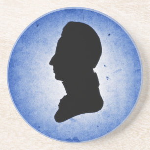 En Grès dessous de verre "Silhouette homme sur bleu"