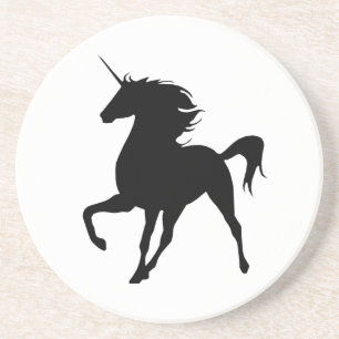 En Grès Dessous de verre Silhouette Unicorne Noire