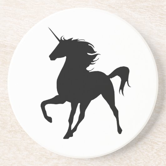 En Grès Dessous de verre Silhouette Unicorne Noire (Devant)