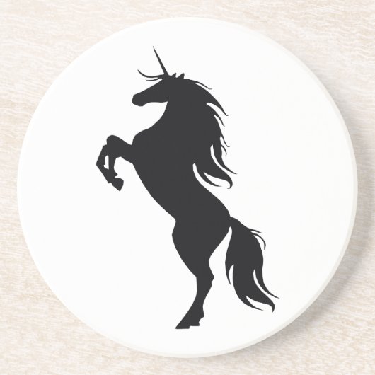 En Grès Dessous de verre Silhouette Unicorne Noire (Devant)
