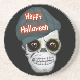 En Grès Dessous de verre Skeleton Head Happy Halloween