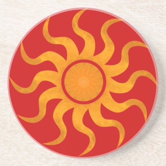 En Grès Dessous de verre Sun 6 - Arrière - plan rouge (Devant)