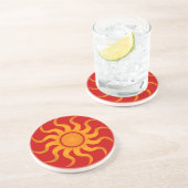 En Grès Dessous de verre Sun 6 - Arrière - plan rouge (Côté)