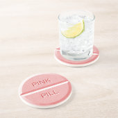 En Grès Dessous de verre Tablet Pill Rose Texte Personnali (Côté)