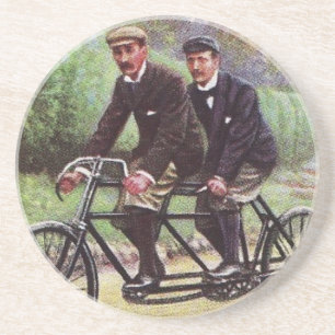 En Grès dessous de verre tandem de bicyclette de 1890's