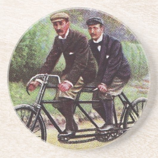 En Grès dessous de verre tandem de bicyclette de 1890's (Devant)