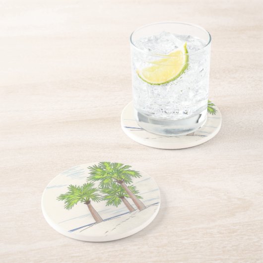 EN GRÈS DESSOUS DE VERRE TROIS PALMS (Côté)