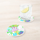 En Grès Dessous de verre tropical au bord de la piscine (Côté)