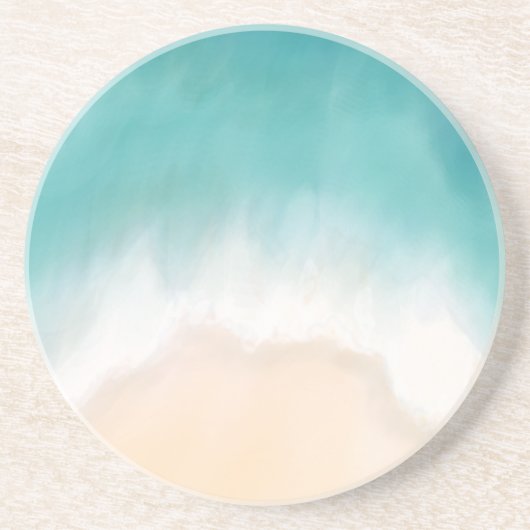 En Grès dessous de verre tropical de l'aquarelle de plage (Devant)