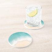 En Grès dessous de verre tropical de l'aquarelle de plage (Côté)