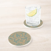 En Grès Dessous de verre turquoise beige Damas (Côté)