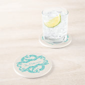 En Grès Dessous de verre turquoise Chic Damask (Côté)