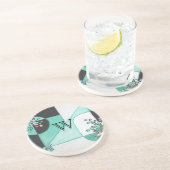 En Grès Dessous de verre turquoise, noir et blanc (Côté)