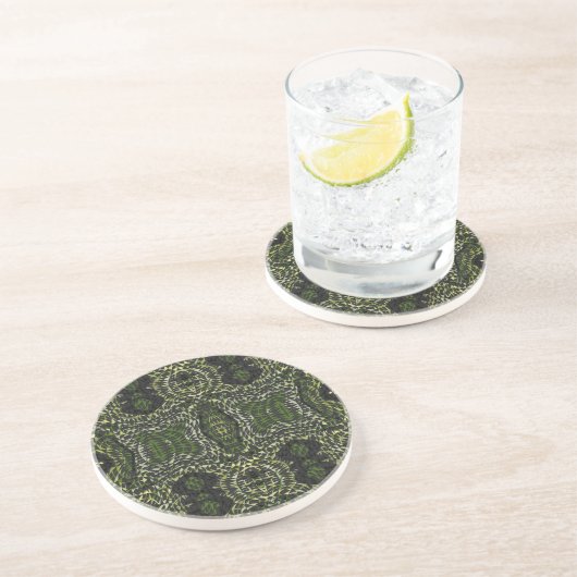 En Grès Dessous de verre vert, noir, boisson - mélange de (Côté)
