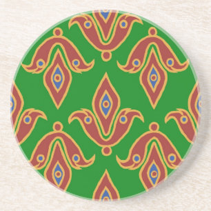 En Grès Dessous de verre vert, rouge, fleur de lys