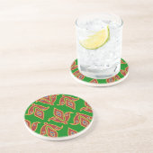 En Grès Dessous de verre vert, rouge, fleur de lys (Côté)