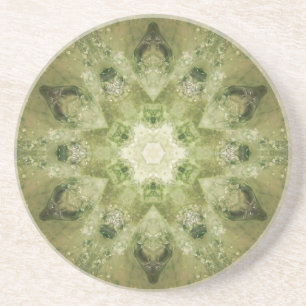 En Grès Dessous de verre verts de mandala