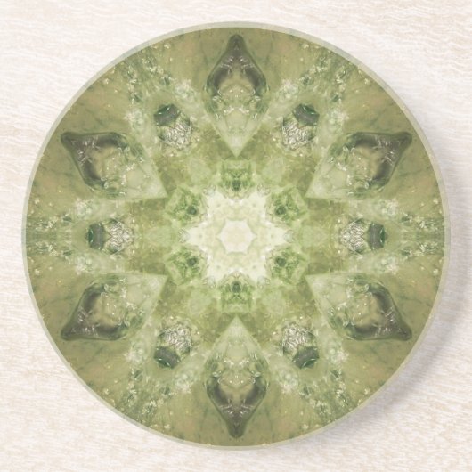 En Grès Dessous de verre verts de mandala (Devant)