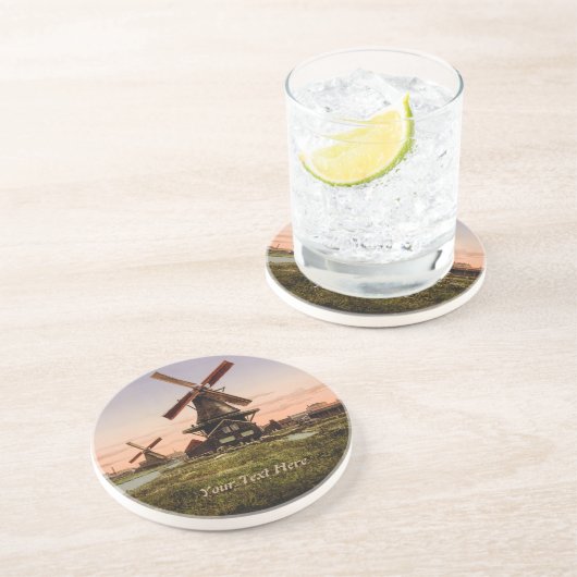 En Grès dessous de verre vintage néerlandais Windmills (Côté)