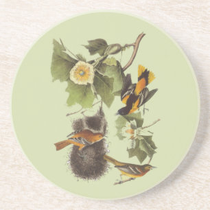 En Grès Dessous de verre vintages d'art d'oiseaux