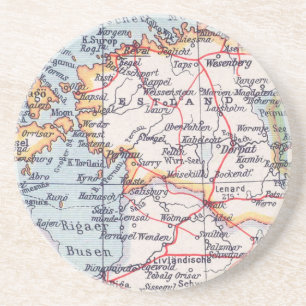 En Grès Dessous de verre vintages de carte